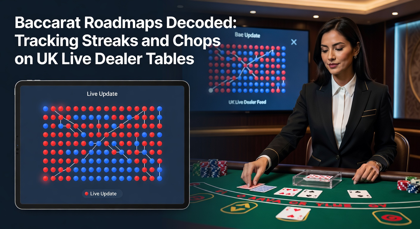 Close-up of a baccarat Big Road with choppy Player-Banker alternations in blue and red on a live UK dealer interface