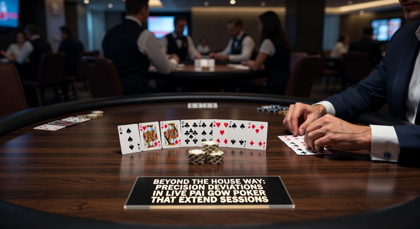 Digital chart displaying Pai Gow hand-setting deviations with variance comparisons, highlighting low-risk plays for extended sessions