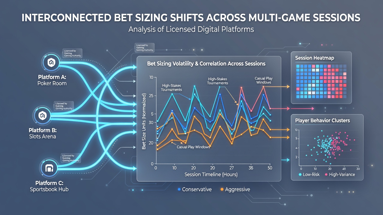 Detailed chart showing interconnected bet sizing patterns across sessions