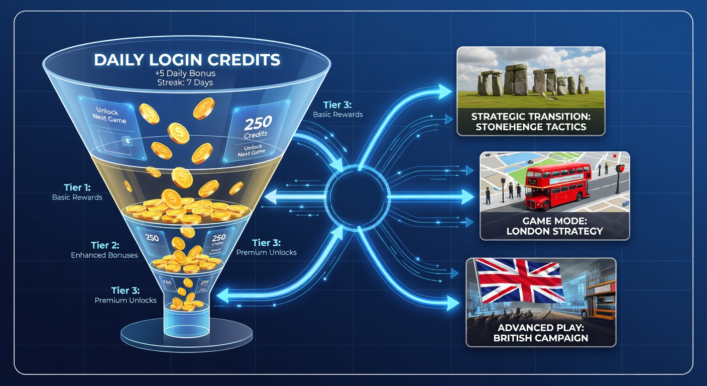Screenshot example of a UK digital platform interface illustrating credit conversion during game transitions