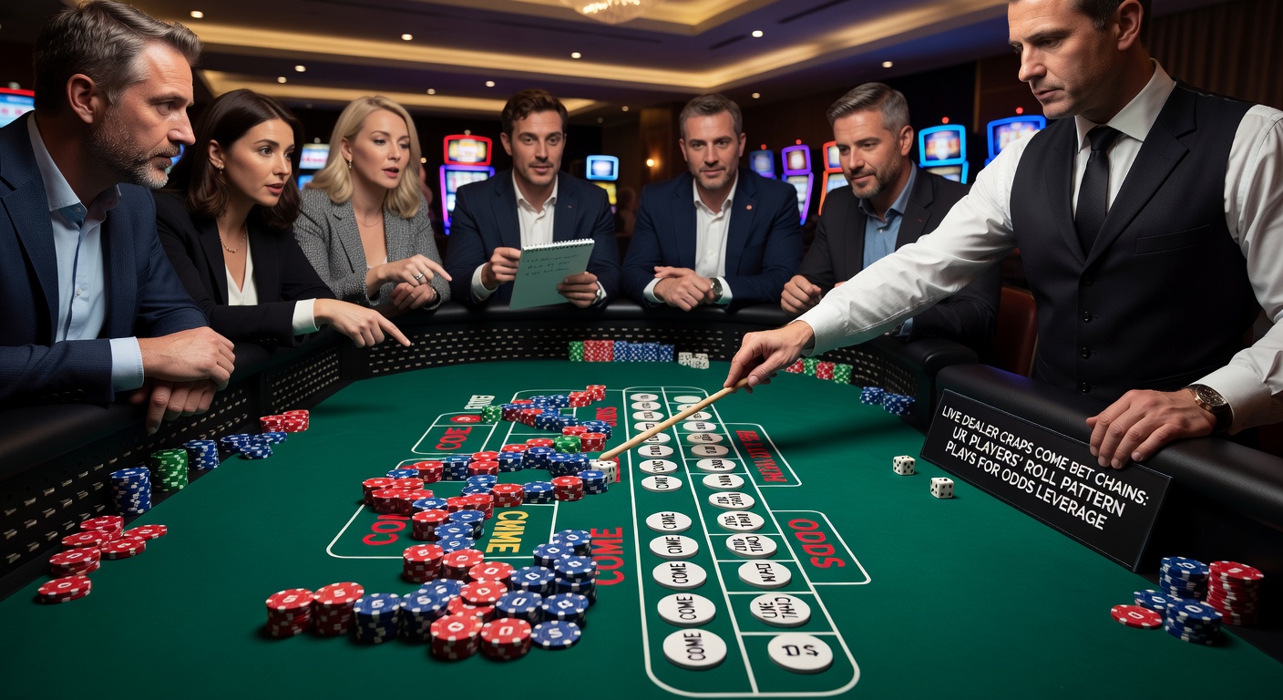 Close-up of craps roll history scoreboard displaying repeating 6 and 8 patterns in a live dealer session