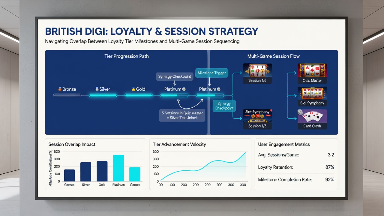 Sequence diagram illustrating loyalty tier milestones intersecting with multi-game session flows on a digital platform