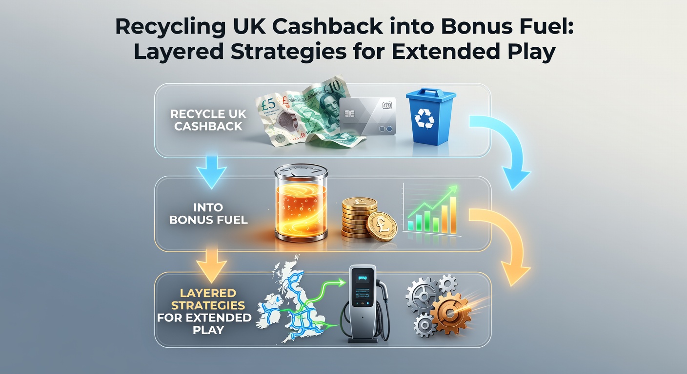 Chart depicting layered cashback recycling strategy, with arrows showing rebate flow into multi-tiered bonuses on a casino app