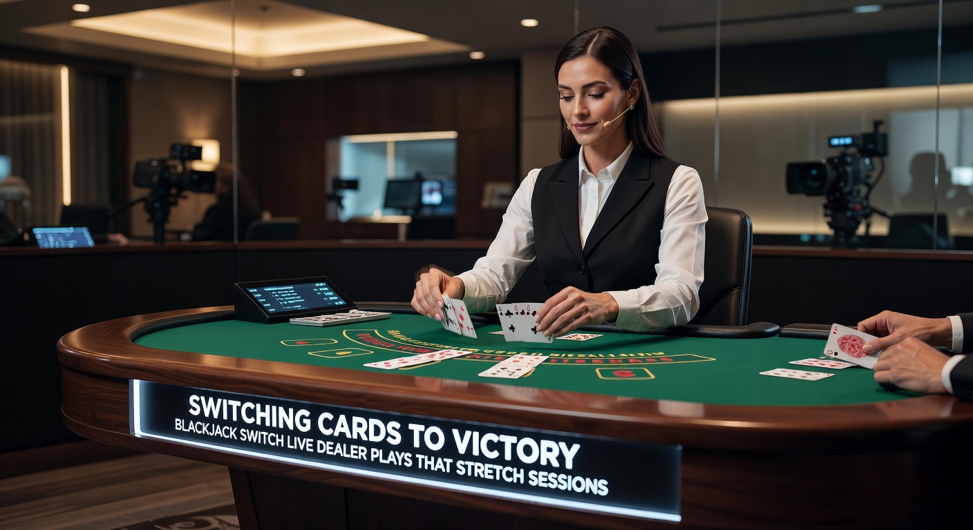 Close-up of a player's screen during a Blackjack Switch live session, highlighting a successful card switch between two hands