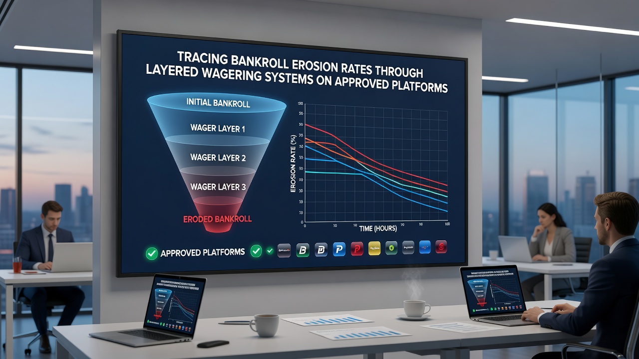 Screenshot of a licensed platform's bankroll tracking interface displaying layered bet progression and erosion metrics